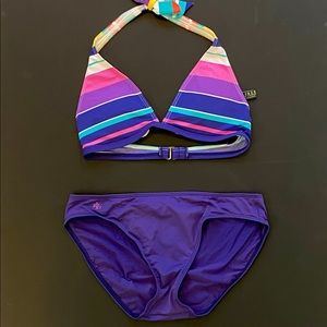 Ralph Lauren - Purple Striped Triangle Bra bikini - Size: 6